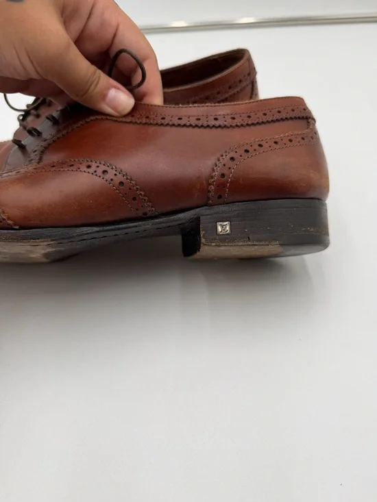 Louis Vuitton Dress Shoes Mens 9.5 Brown Leather Brogue Italy Lace Up - Picture 6 of 16